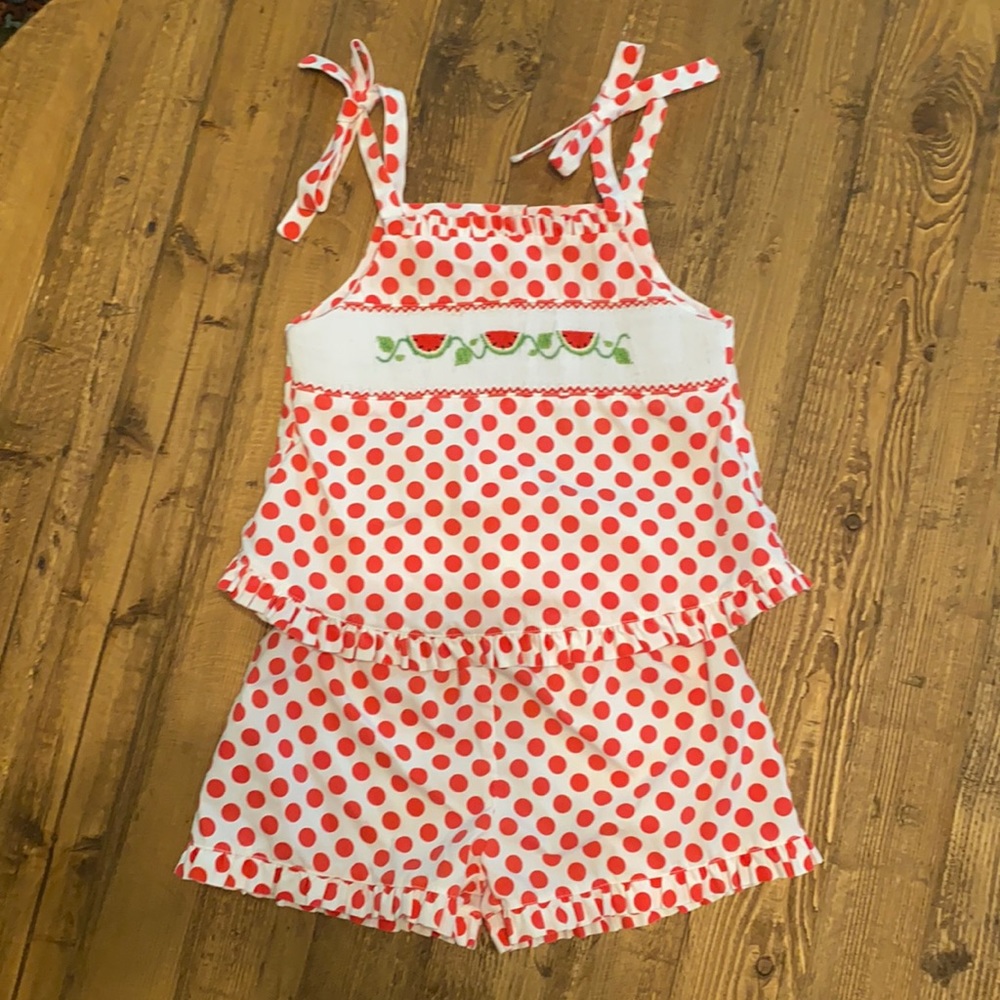 Watermelon smocked outfit, 18m